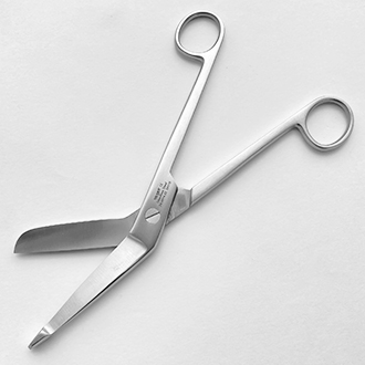 Ножницы медицинские угловые Бергмана (Bergmann)для разрезания повязок с пуговкой